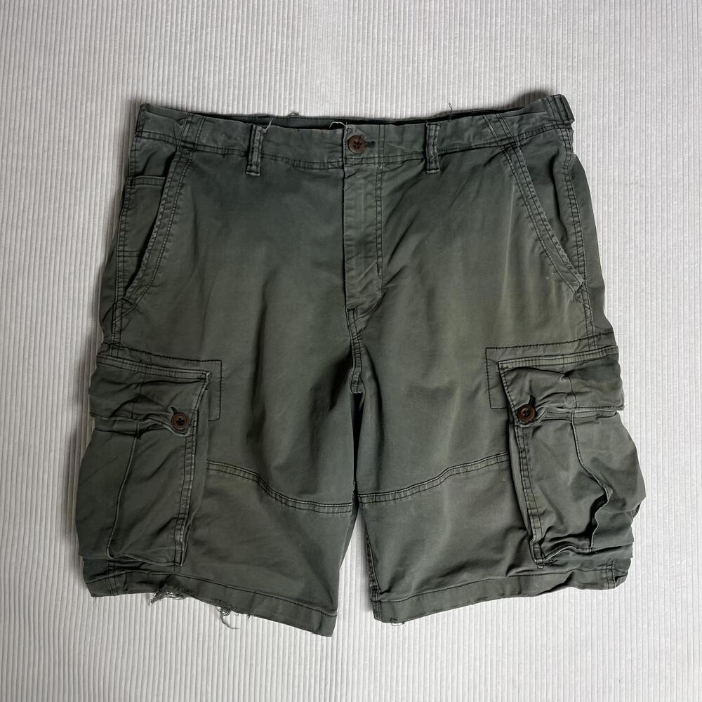 American Eagle Cargo Shorts Mens 38 Green Stretch Flex Canvas 11 Inseam Pockets